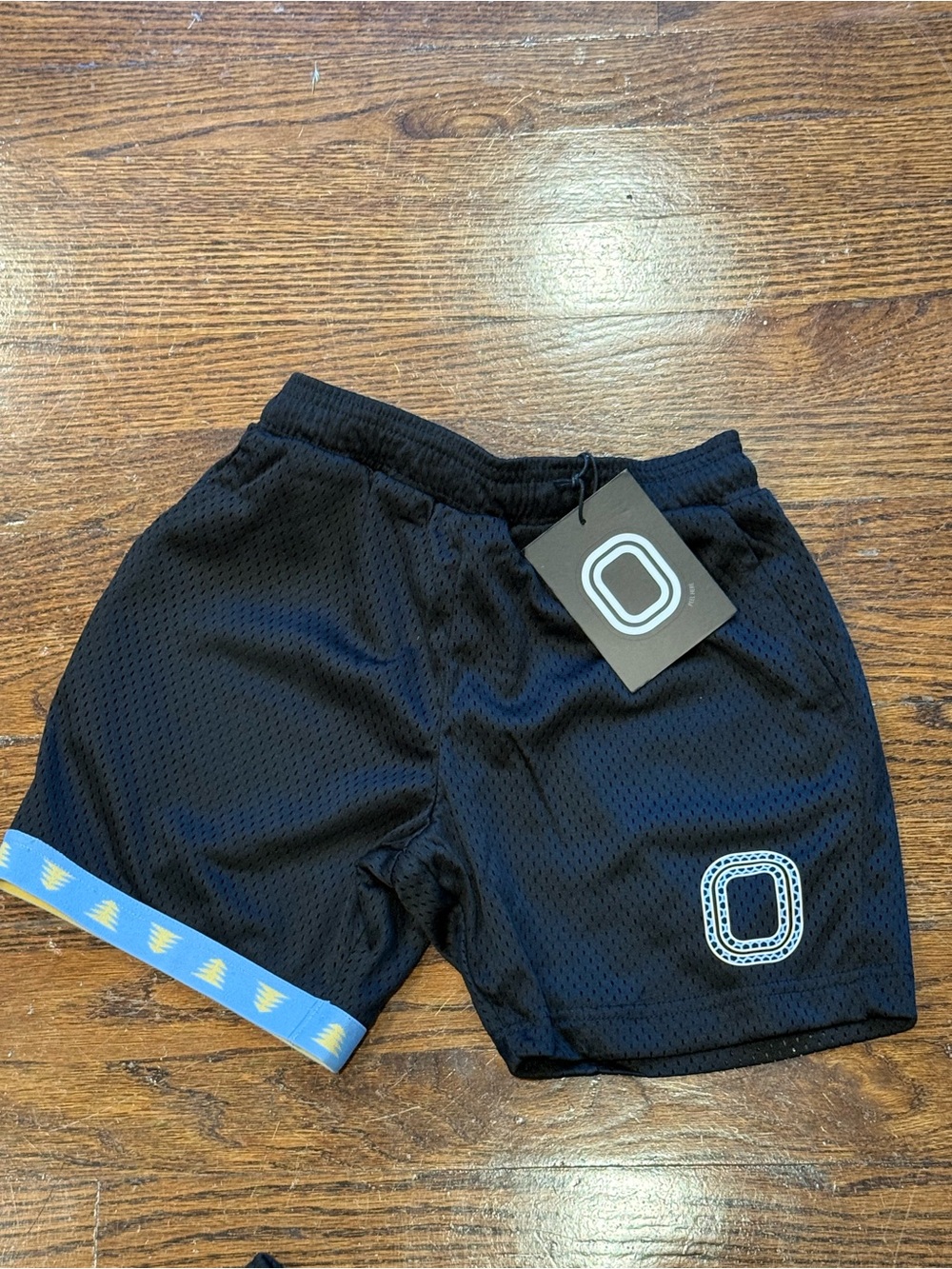 NWT OVERTIME Black Mesh Athletic Shorts with Contrast Trim